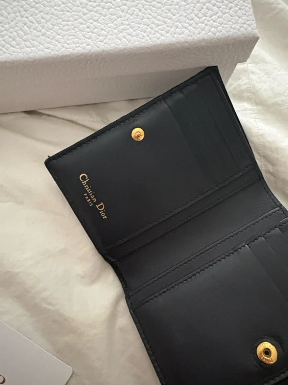 Dior CD Oblique Bifold Wallet in Navy and Beige